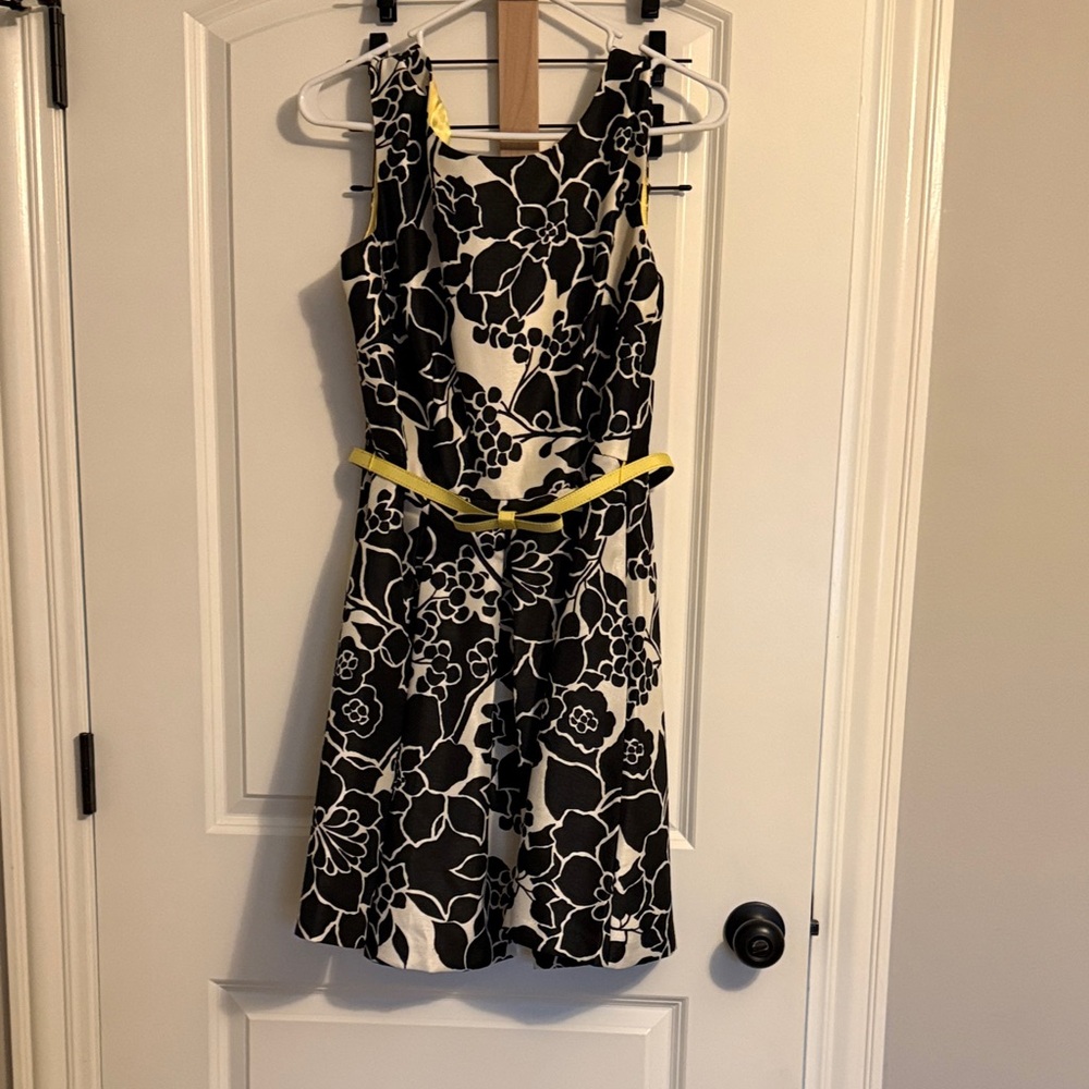 The Limited Black and White Floral Dress with Yellow Accents